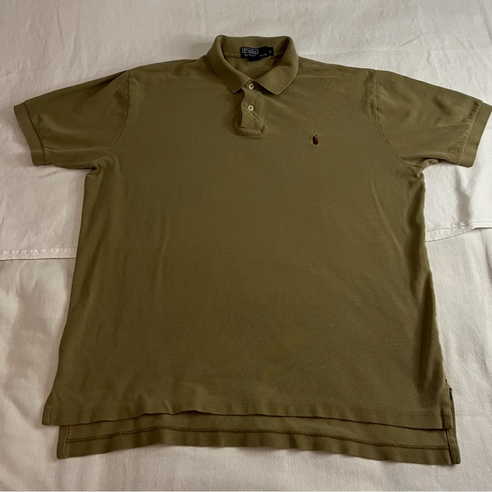 Ralph Lauren Men's Olive Green Color Polo Shirt Size Large Short Sleeve EUC